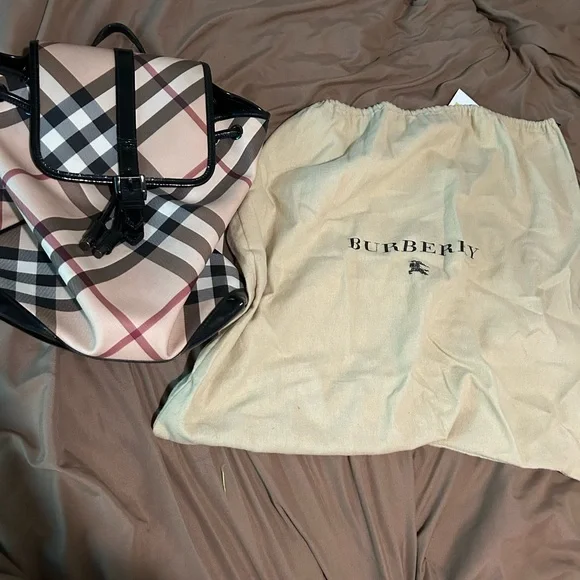 Burberry White Backpack Drawstring Bag 100% Cotton Logo Riccardo Tisci New Burberry runway exclusive limited cotton backpack - www  main image 2